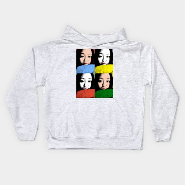 BEAUTIFUL FUNNY ASIAN GIRL POP ART COLOR Kids Hoodie by NYWA-ART-PROJECT